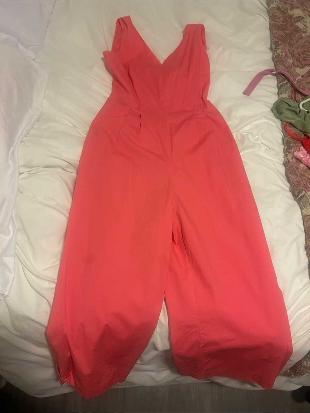 J. Crew Coral V-Neck Wide-Leg Jumpsuit